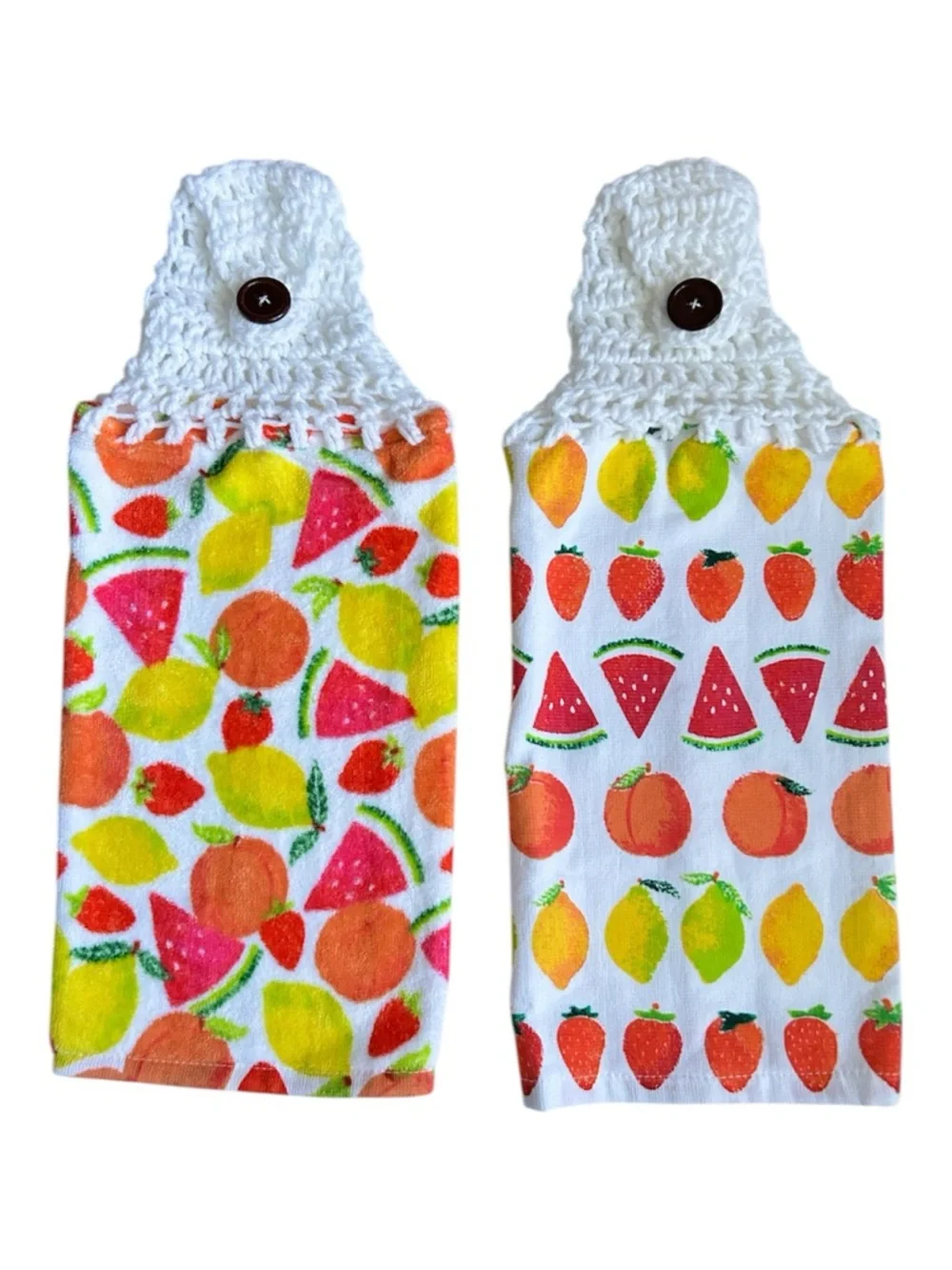 Hand Crafted Colorful Pink Watermelon Hanging Hand Towels Crochet Top